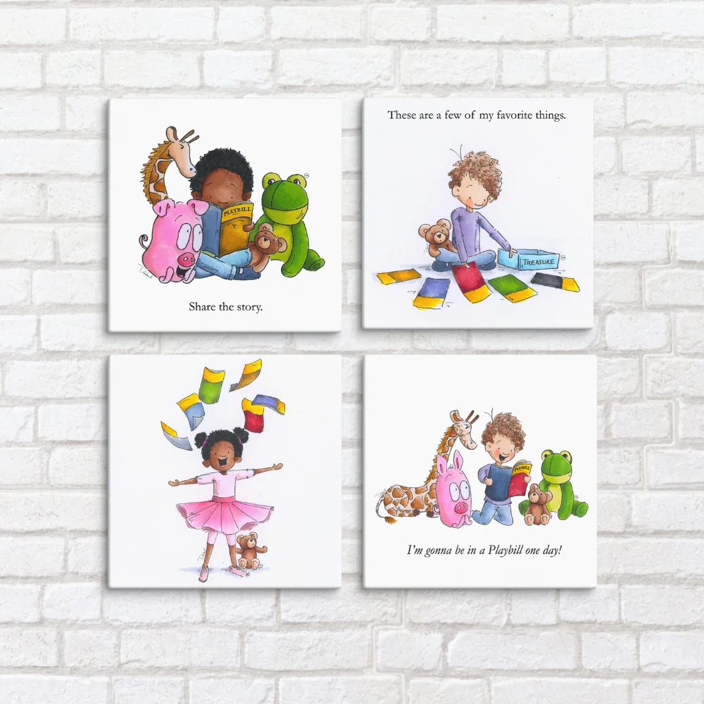 The Little Theatre Kid Playbill Collection - "Best Friends in Spring" - 8" x 8" Art Canvas - Image 4